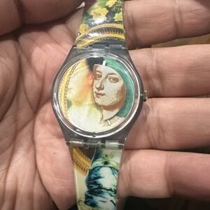 Working VTG 1997 Swatch Watch The Lady‎ & The Mirror Miran Fukuda 34mm Fit 7.5
